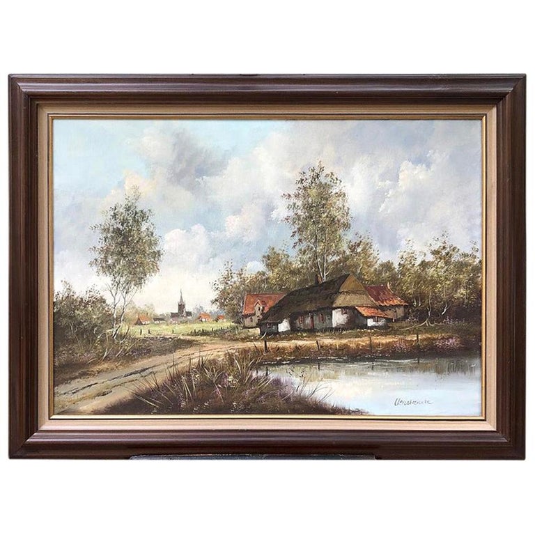 Antique Framed Oil Painting on Canvas For Sale