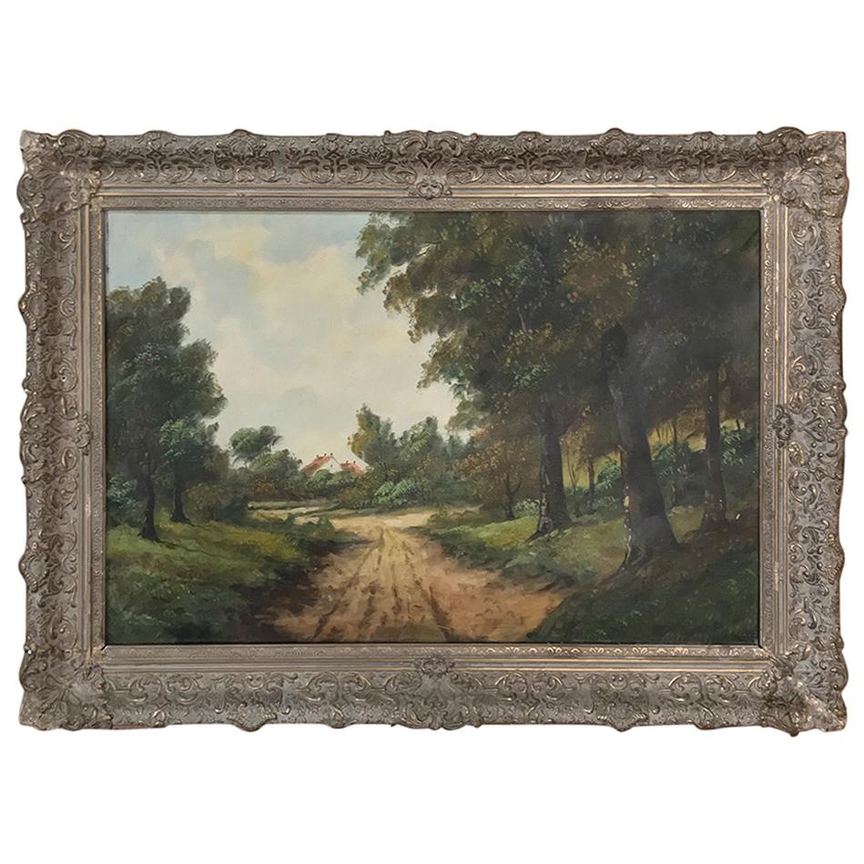 Antique Framed Oil Painting on Canvas, Landscape