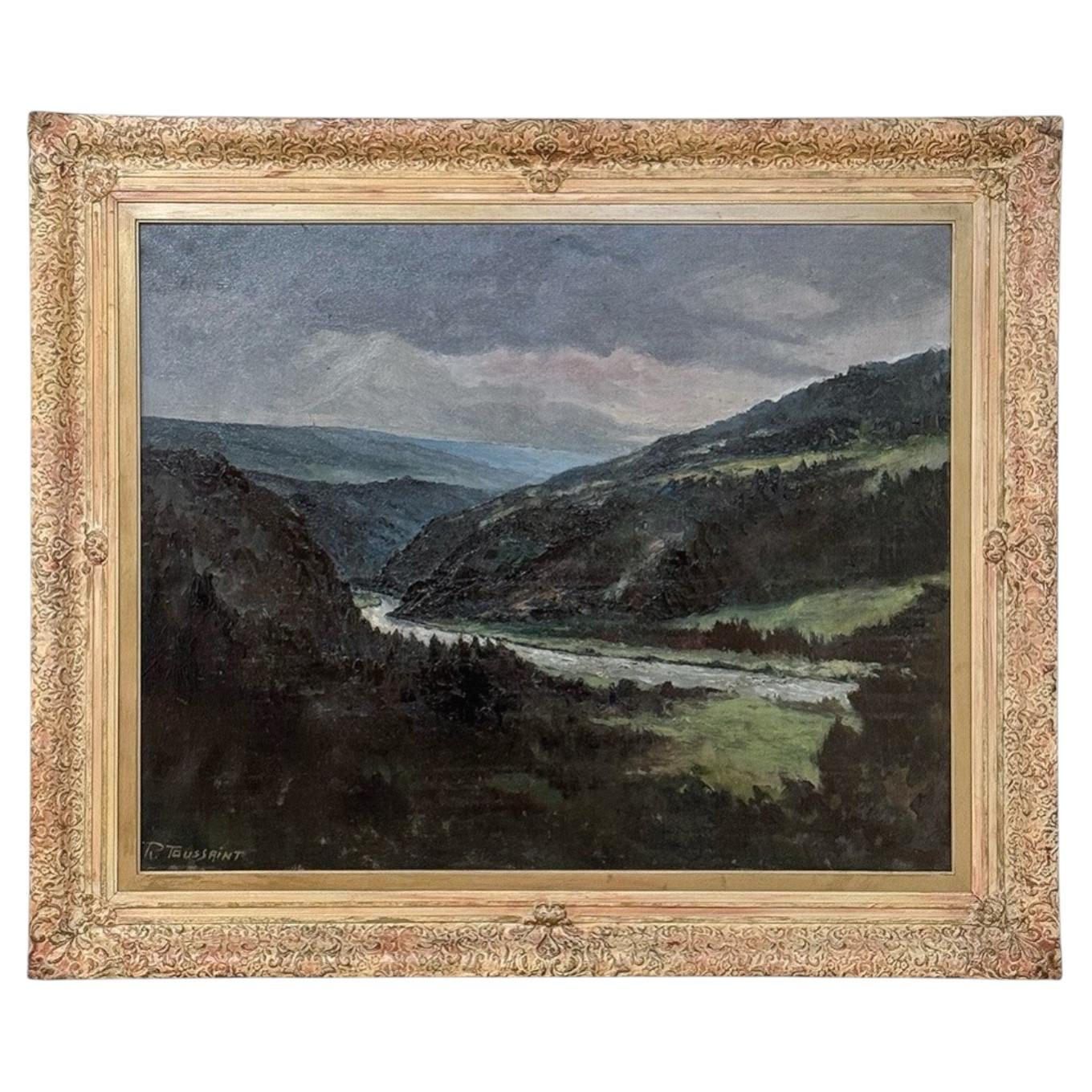 Antique Framed Oil Painting on Canvas of Ardennes by Rene Toussaint (1902-1971)