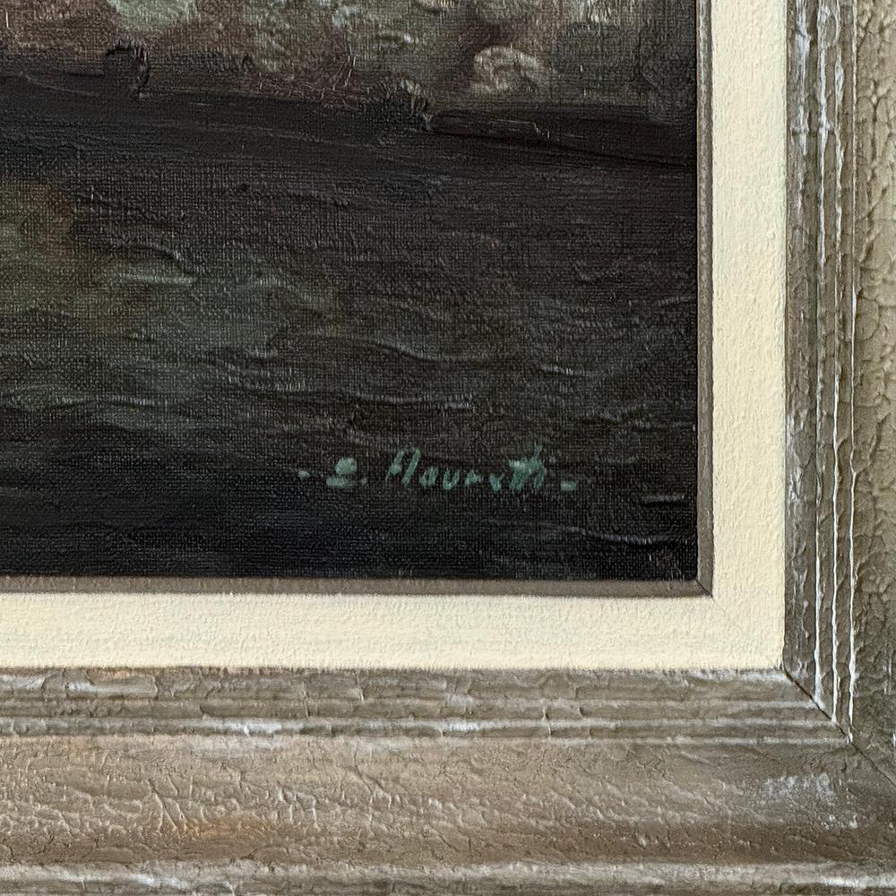 Antique Framed Oil Painting on Canvas of Venice by Mauretti For Sale 6