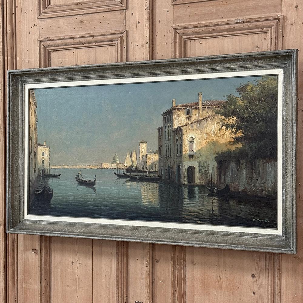 Belle Époque Antique Framed Oil Painting on Canvas of Venice by Mauretti For Sale