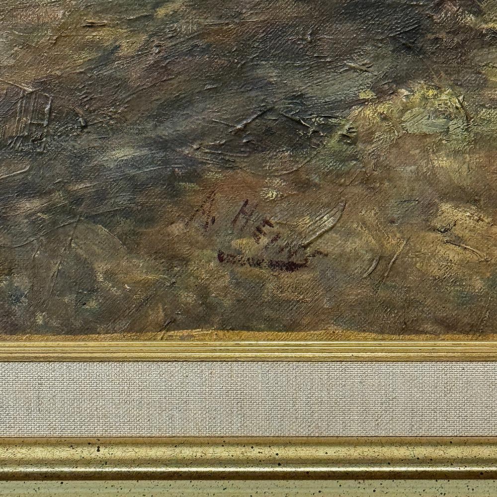 Antico dipinto a olio su tela con cornice, firmato A. Heins in vendita 5