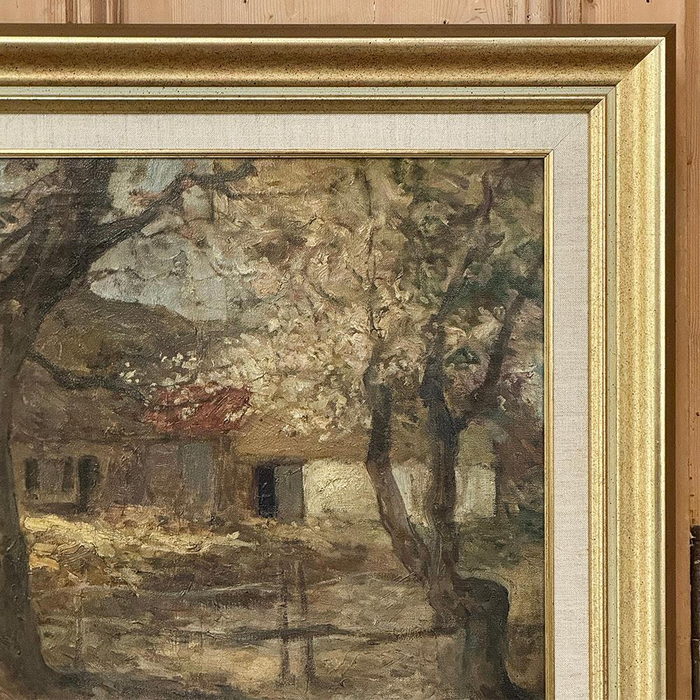 XX secolo Antico dipinto a olio su tela con cornice, firmato A. Heins in vendita