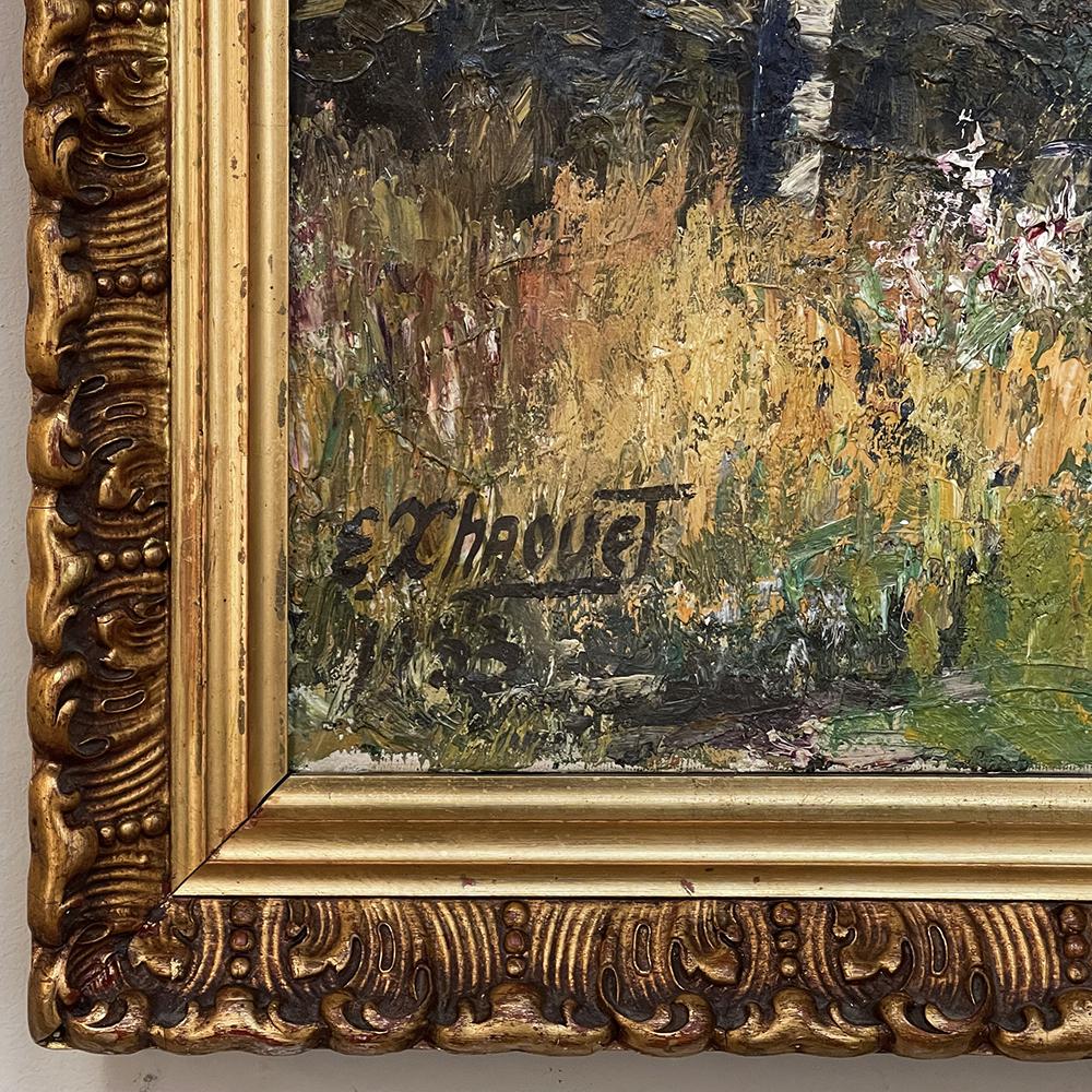 Antique Framed Oil Painting on Canvas Signed E.X. Chaouet For Sale 6