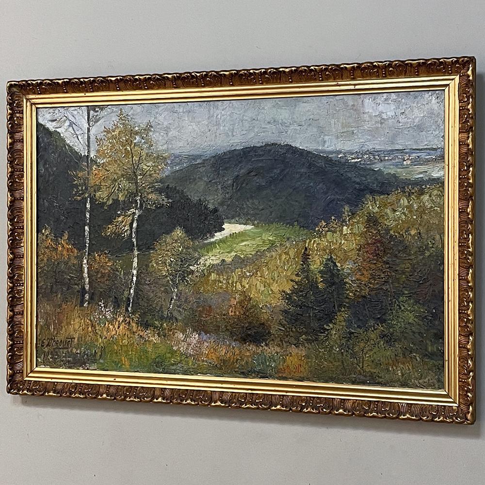 French Antique Framed Oil Painting on Canvas Signed E.X. Chaouet For Sale