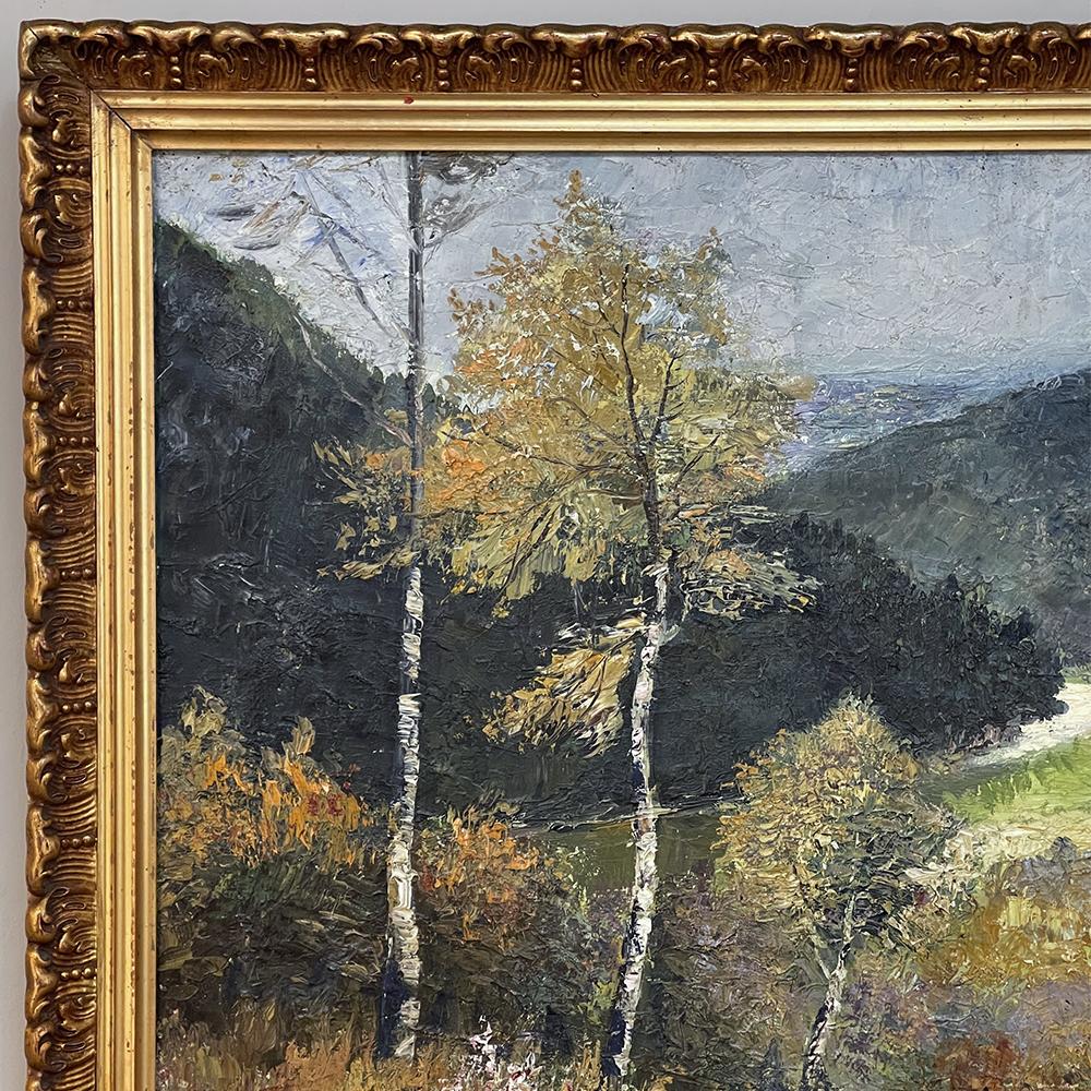 Antique Framed Oil Painting on Canvas Signed E.X. Chaouet In Good Condition For Sale In Dallas, TX