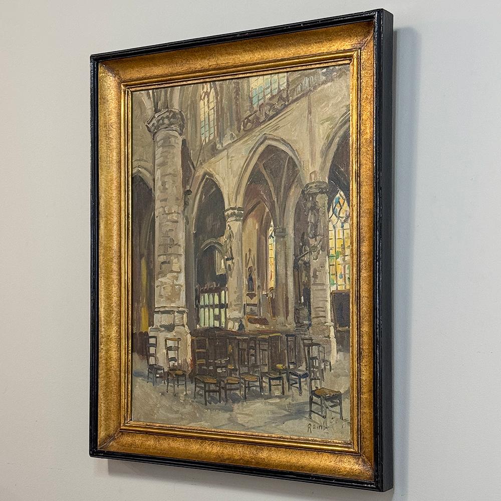Expressionist Antique Framed Oil Painting on Canvas signed Rainbo For Sale