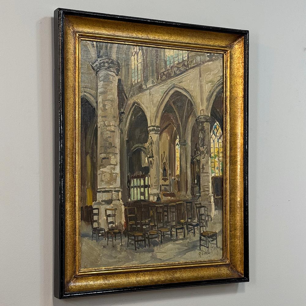 Belgian Antique Framed Oil Painting on Canvas signed Rainbo For Sale