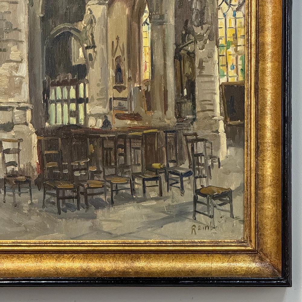 Antique Framed Oil Painting on Canvas signed Rainbo For Sale 1