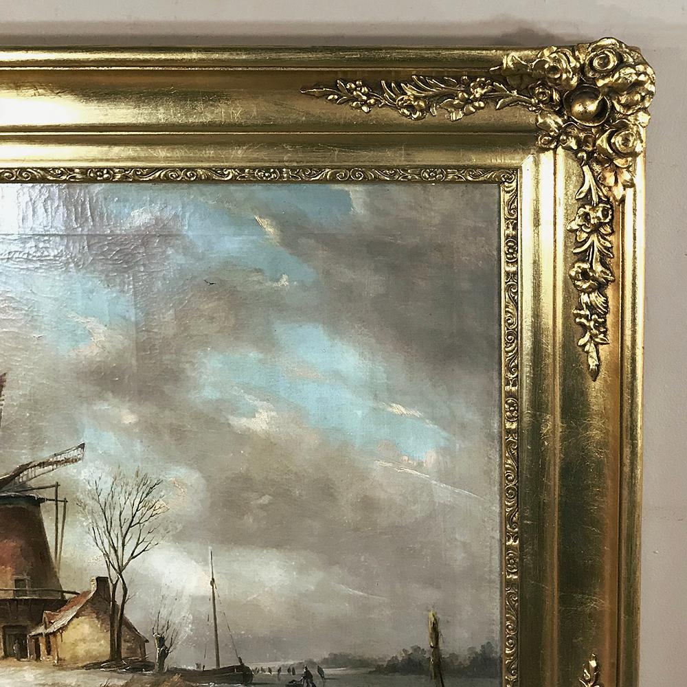 Gilt Antique Framed Oil Painting on Canvas 