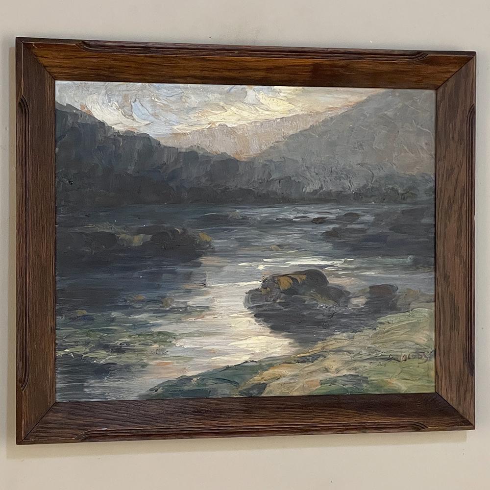 Expressionist Antique Framed Oil Painting on Panel by Dieudonne Jacobs For Sale