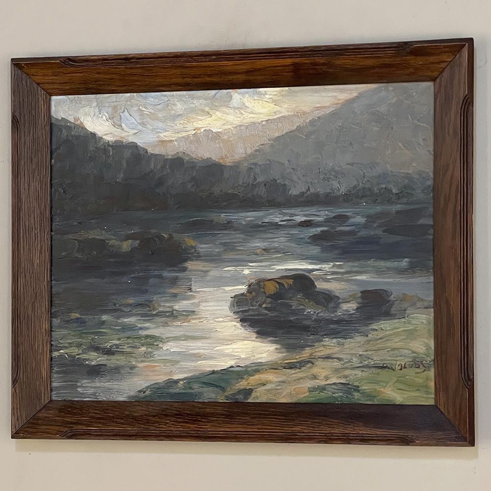 Belgian Antique Framed Oil Painting on Panel by Dieudonne Jacobs For Sale