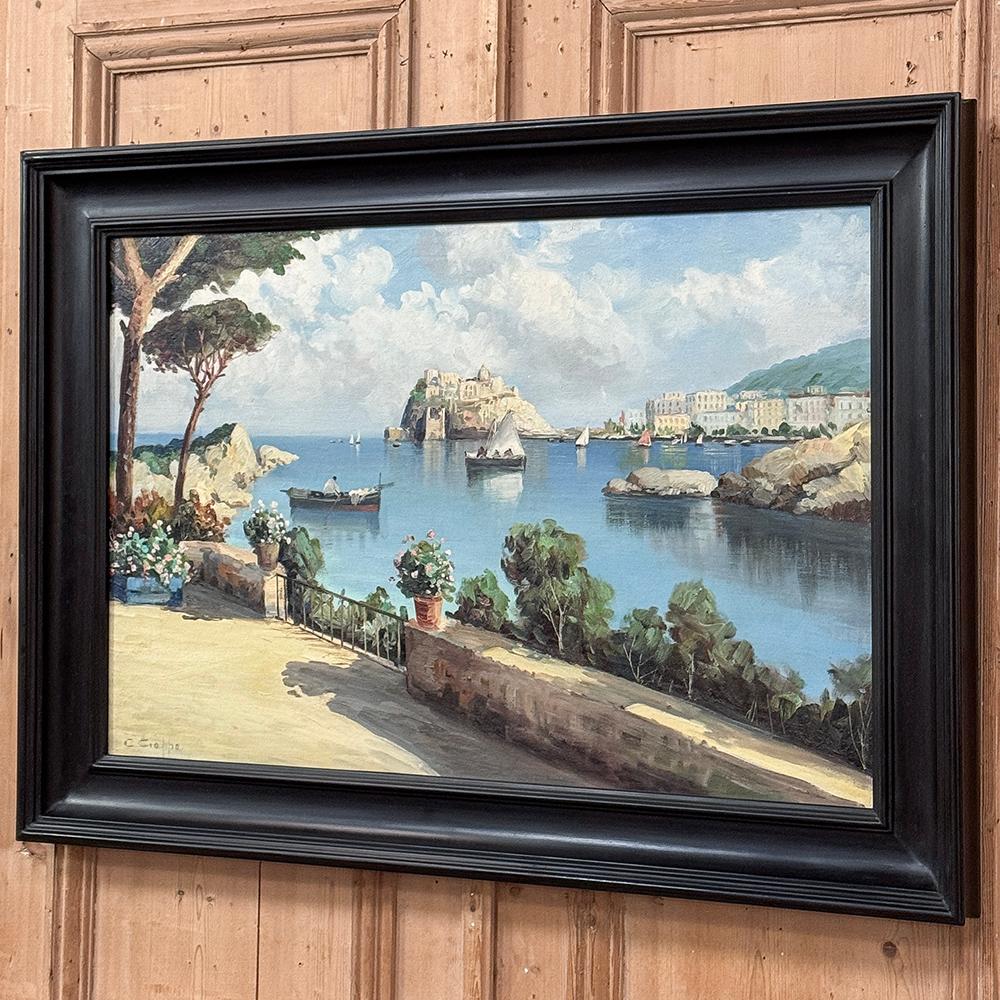 Italian Antique Framed Oil Painting on Panel of Capri by Carlo Ciappa (1890-1970) For Sale
