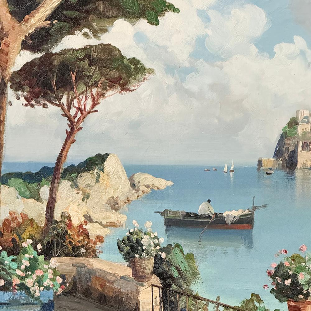 Antique Framed Oil Painting on Panel of Capri by Carlo Ciappa (1890-1970) For Sale 1