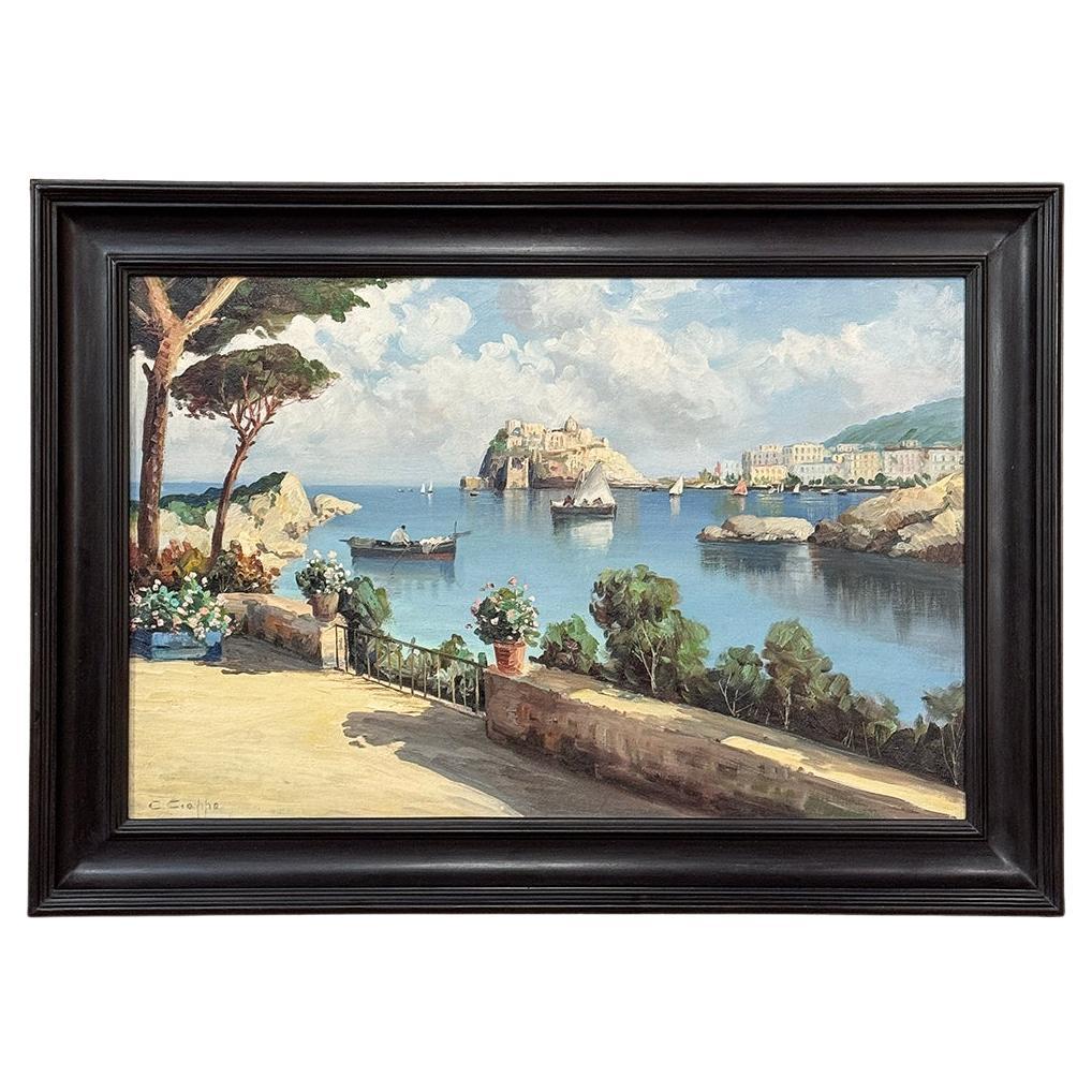 Antique Framed Oil Painting on Panel of Capri by Carlo Ciappa (1890-1970) For Sale