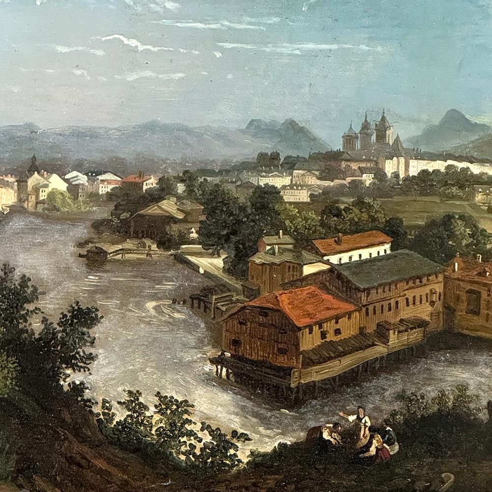 Peinture à l'huile sur panneau de bois de Wachau, Autriche, 18e siècle en vente 2