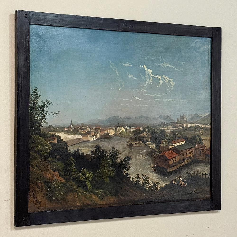Autrichien Peinture à l'huile sur panneau de bois de Wachau, Autriche, 18e siècle en vente