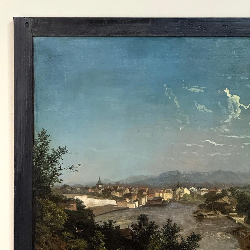 Peinture à l'huile sur panneau de bois de Wachau, Autriche, 18e siècle Bon état - En vente à Dallas, TX