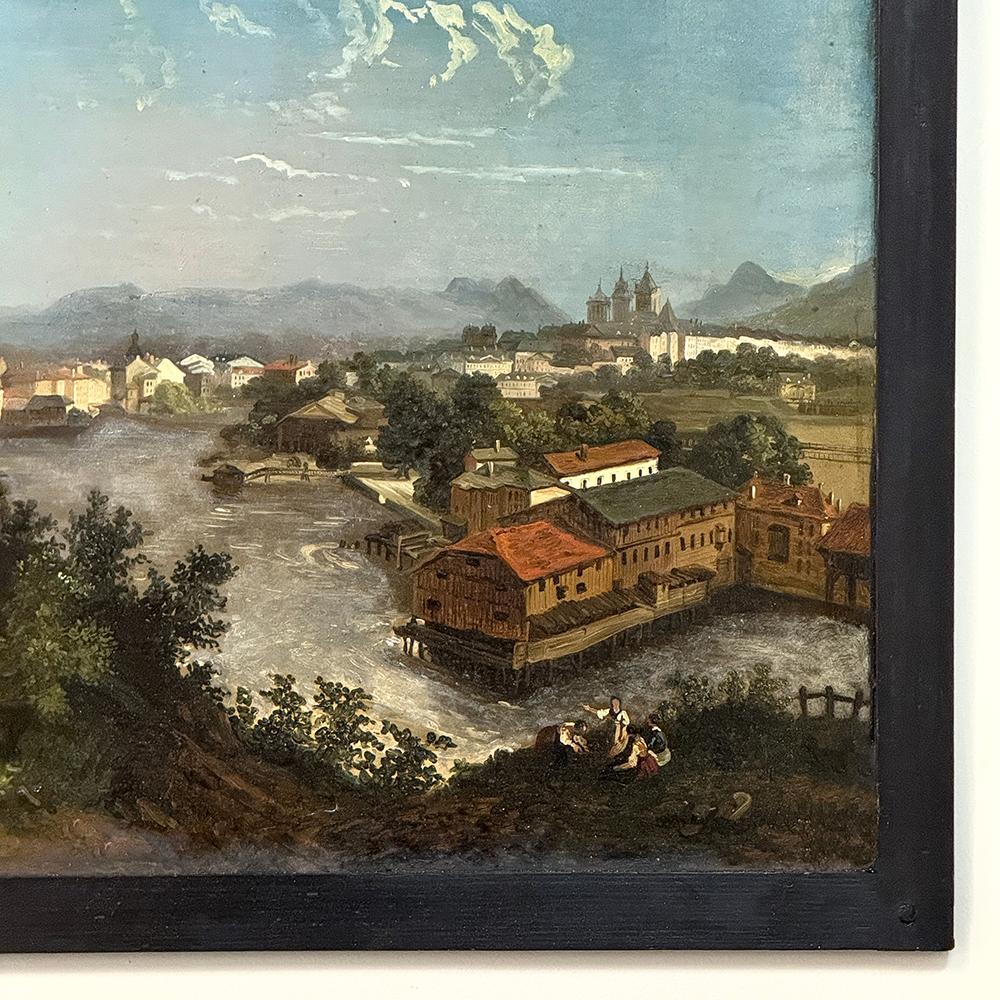 Bois Peinture à l'huile sur panneau de bois de Wachau, Autriche, 18e siècle en vente