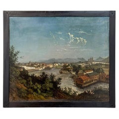 Dipinto a olio su pannello di Wood del XVIII secolo con cornice di Wachau, Austria