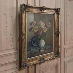 Antique Framed Oil Still Life on Canvas by R. Van Hoek