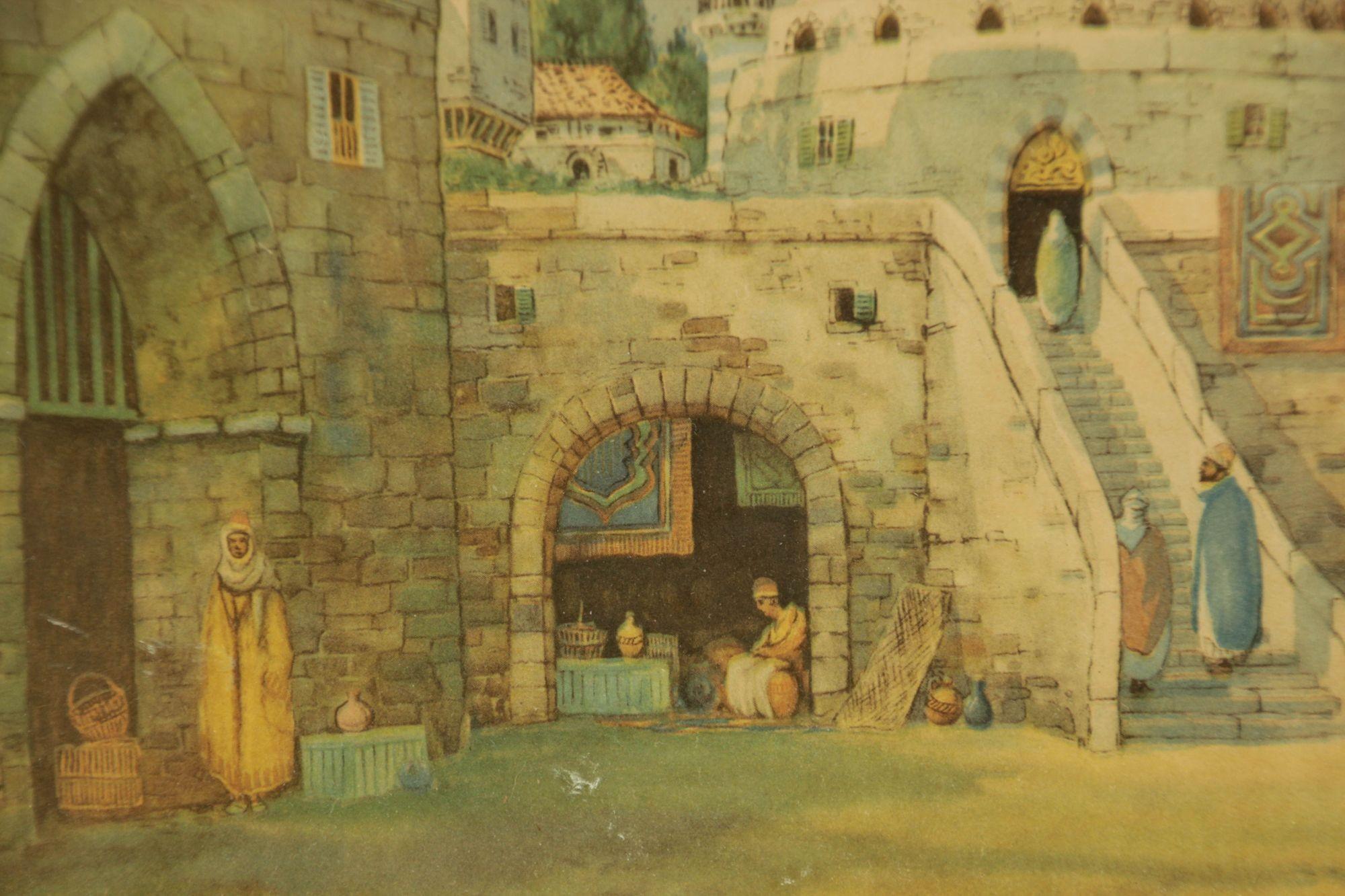 Antiker gerahmter orientalischer Druck von „Midday in Algiers“ nach James Greig, 1926 (20. Jahrhundert) im Angebot