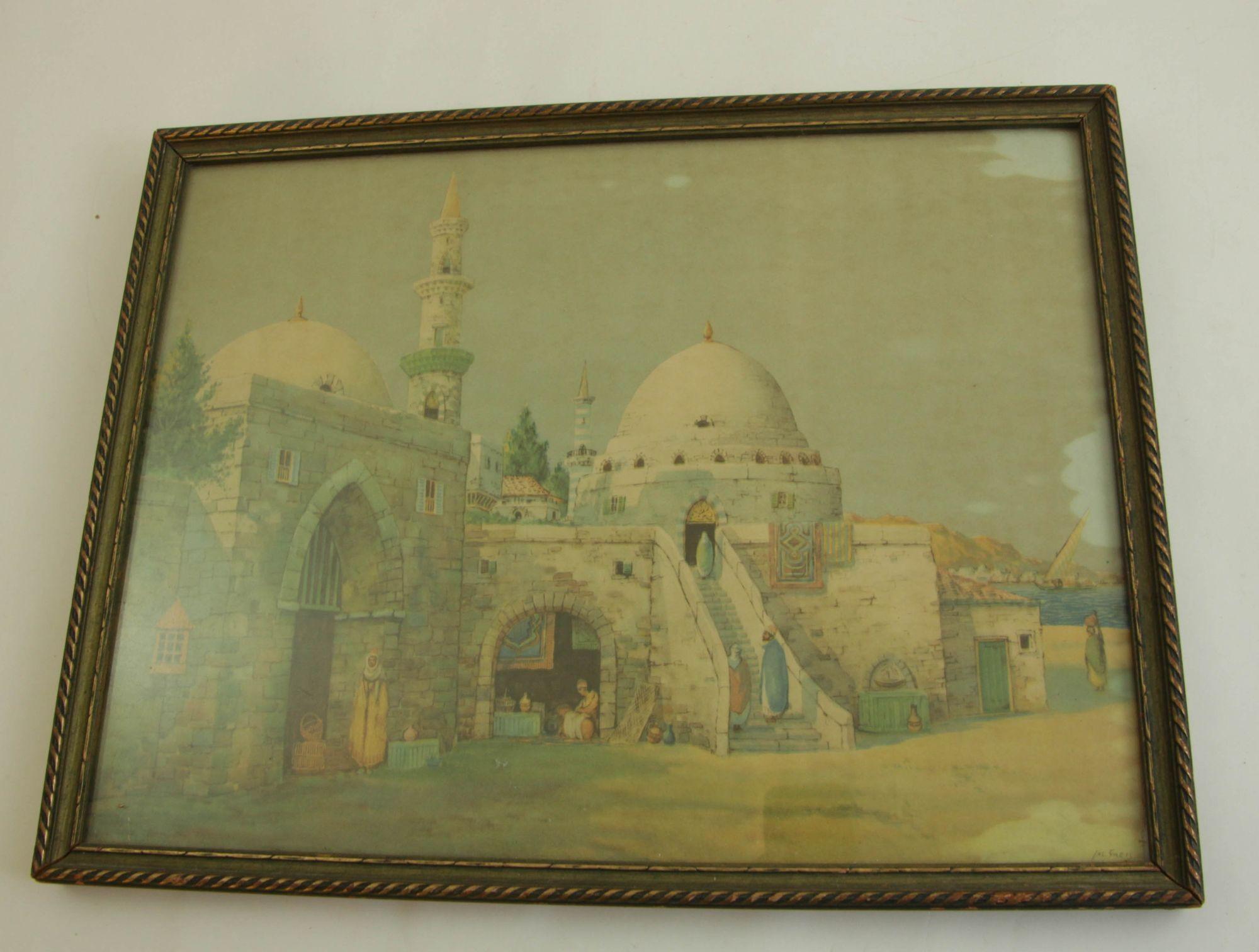 Antiker gerahmter orientalischer Druck von „Midday in Algiers“ nach James Greig, 1926 im Angebot 2