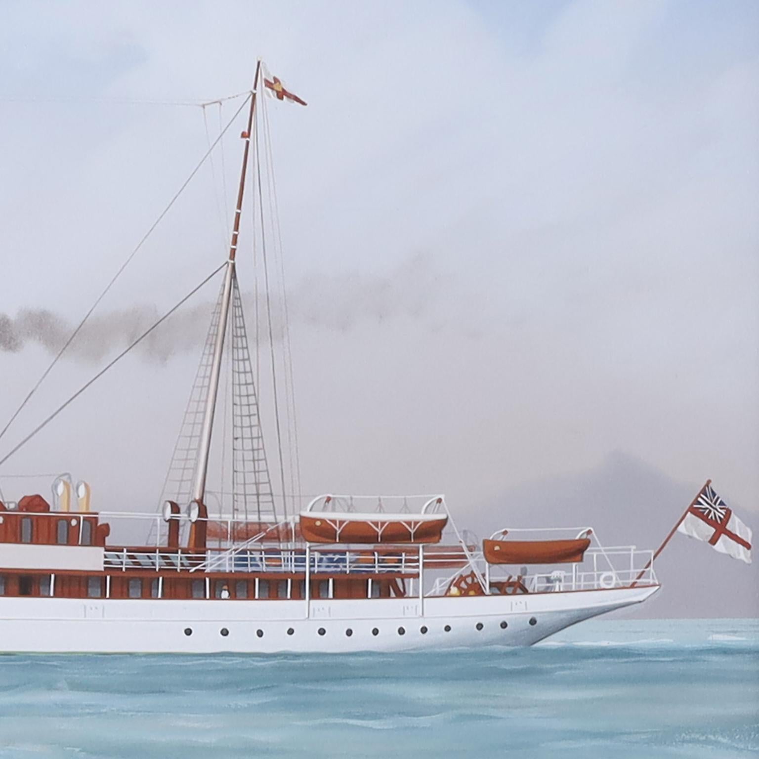 italien Peinture d'antiquités encadrée d'un yacht par Luca Papaluca en vente