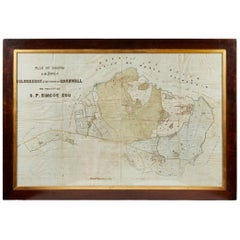 Antica mappa della Cornovaglia incorniciata a penna e inchiostro su tessuto dell'inizio del XIX secolo