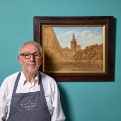Antico quadro incorniciato della Catedral de Sevilla realizzato in sughero