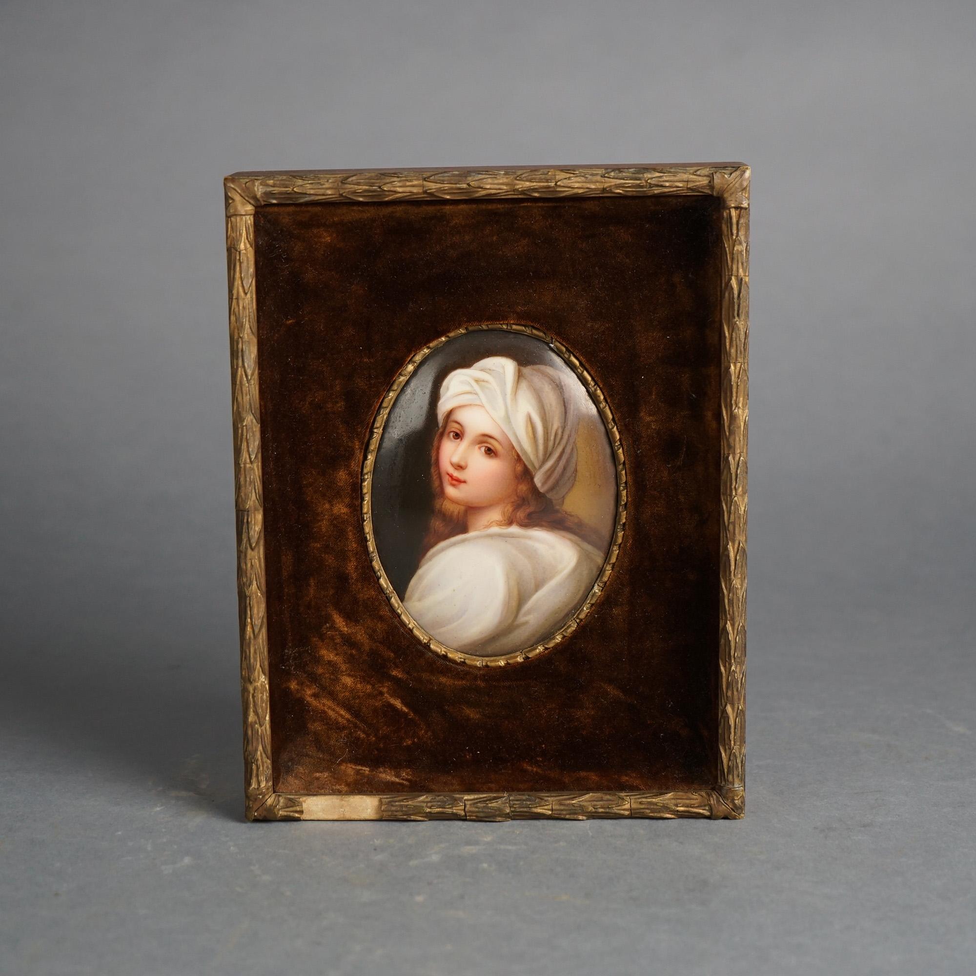 Antique Framed Porcelain Portrait Plaque of a Beatrice of Cenci C1890 In Good Condition In Big Flats, NY