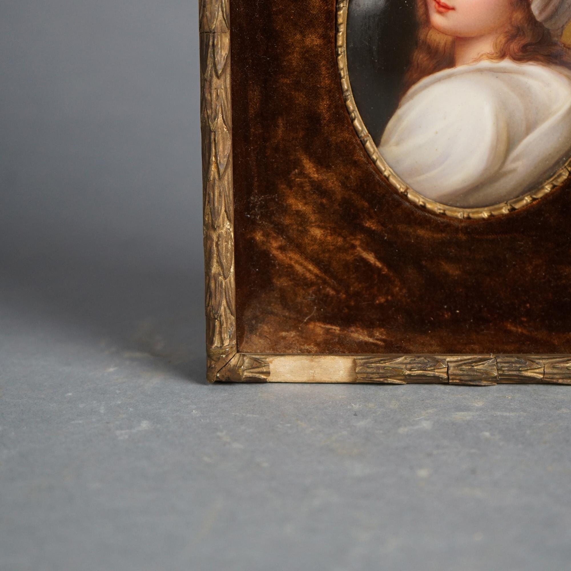 19th Century Antique Framed Porcelain Portrait Plaque of a Beatrice of Cenci C1890