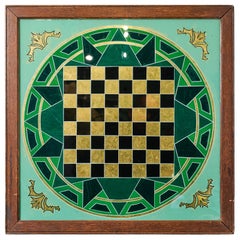 Antique Framed Reverse Painted on Glass Game Board