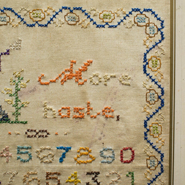 Antique Framed Sampler, English, Cross-Stitch, Apprentice, Victorian, Dated  1896 For Sale at 1stDibs | how to date antique samplers, antique cross  stitch sampler, keith haring cross stitch