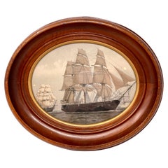 Ship Lithograph in Antique Frame