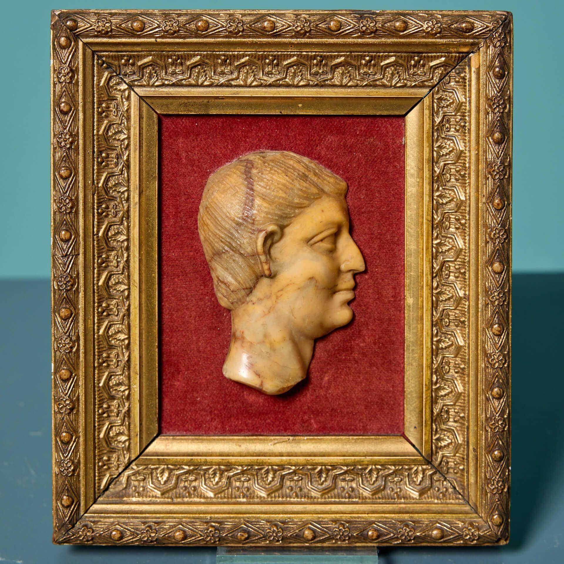 Neoclassical Antique Framed Siena Marble Roman Bust For Sale