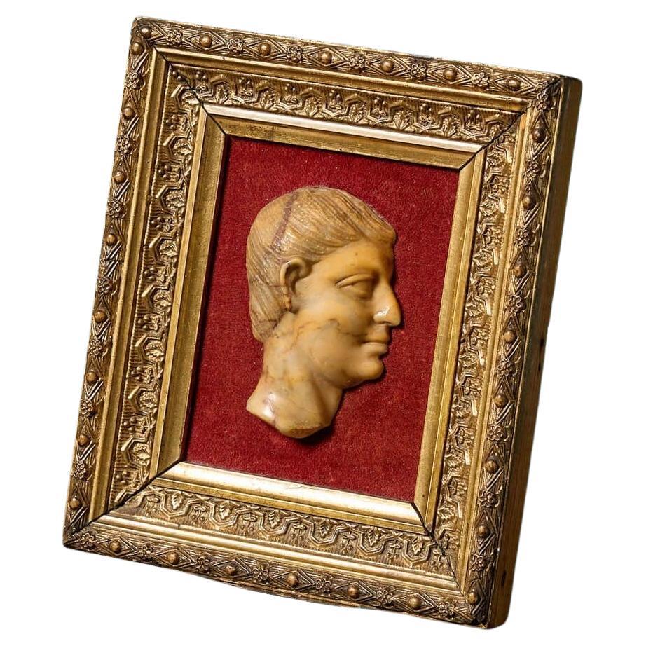 Antique Framed Siena Marble Roman Bust