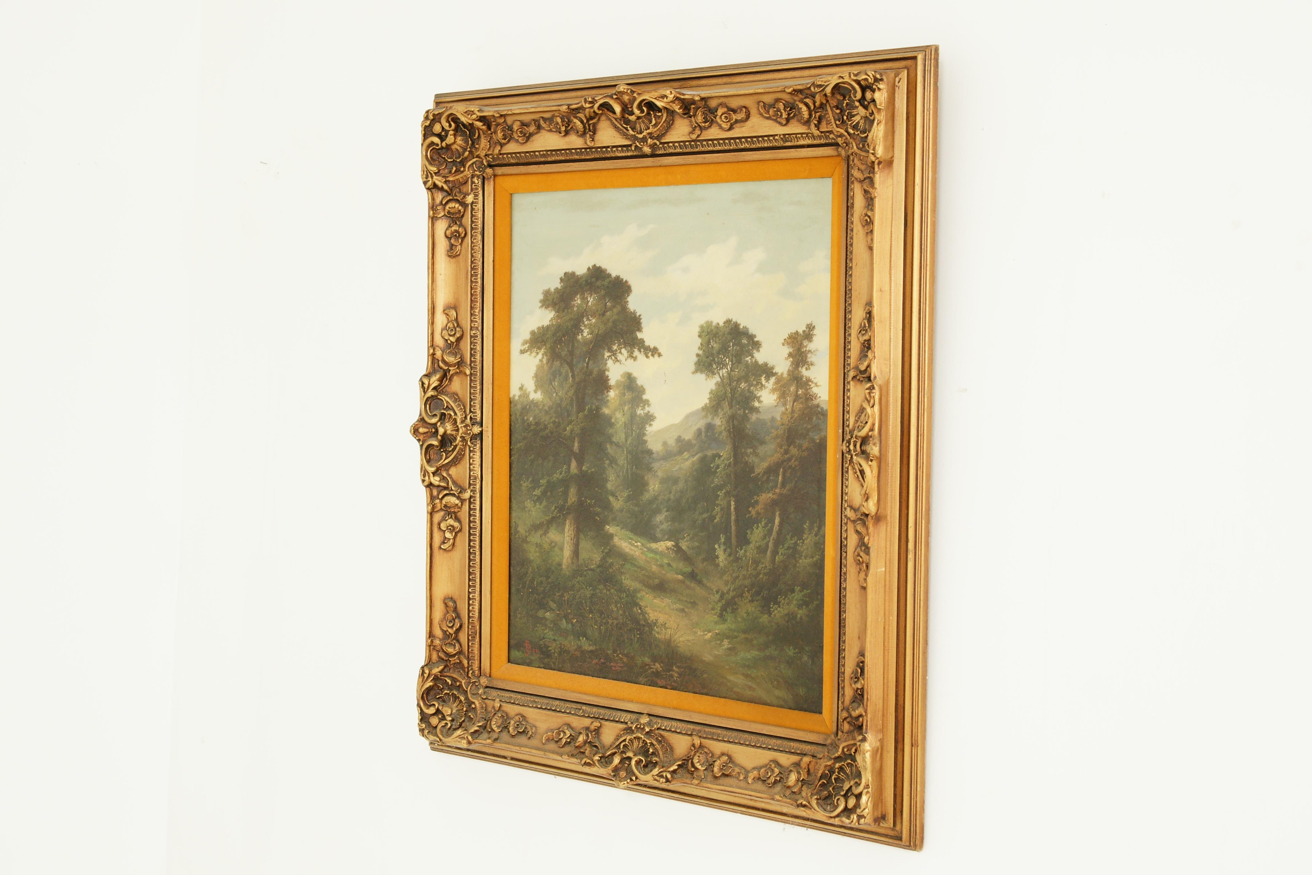 Antique Framed Signed Oil Painting, Landscape, John Henry Boel 1853-1922, B712 In Good Condition In Vancouver, BC