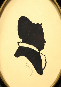 Antique Framed Silhouette Portraits of a Couple - Pair