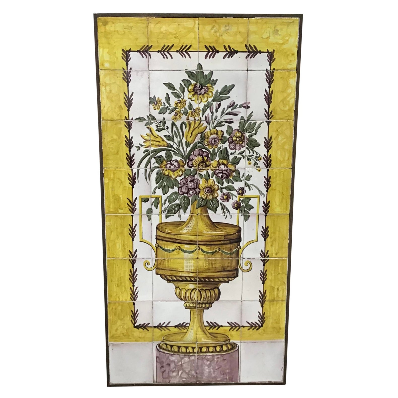 Antique Framed Spanish Faience Tile Plaque