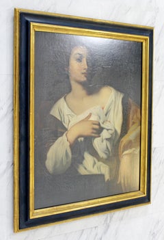 Antique Framed St. Agnes the Martyr Oil Painting 14th or 15th Century Portrait