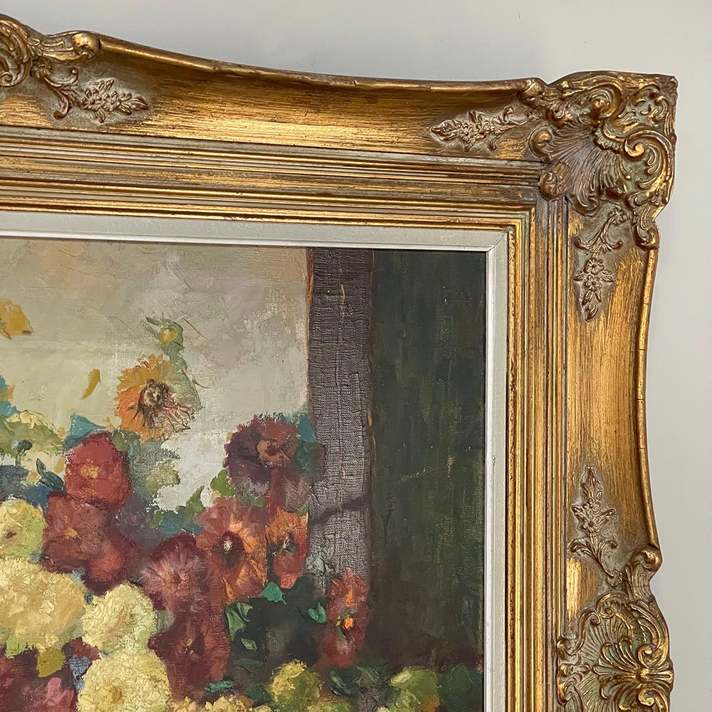 Antique Framed Still Life Signed Oil Painting on Canvas For Sale 6