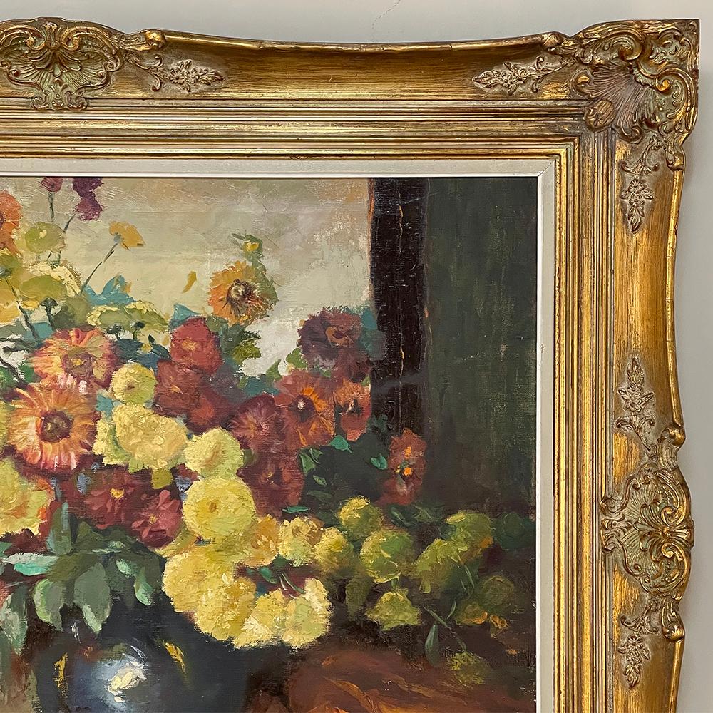 20th Century Antique Framed Still Life Signed Oil Painting on Canvas For Sale