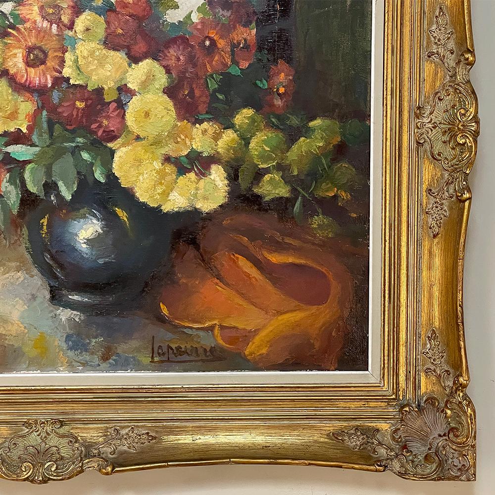 Antique Framed Still Life Signed Oil Painting on Canvas For Sale 1