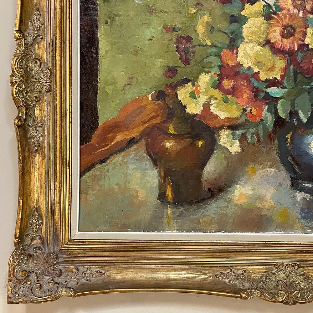 Antique Framed Still Life Signed Oil Painting on Canvas For Sale 2