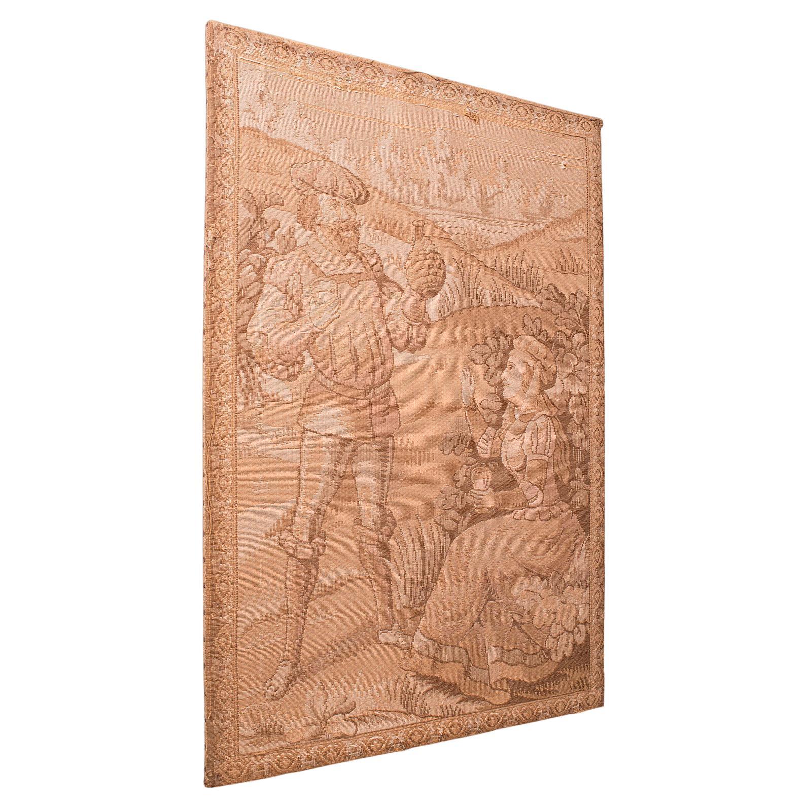 Arazzo antico incorniciato, continentale, punto d'ago, pannello decorativo, vittoriano