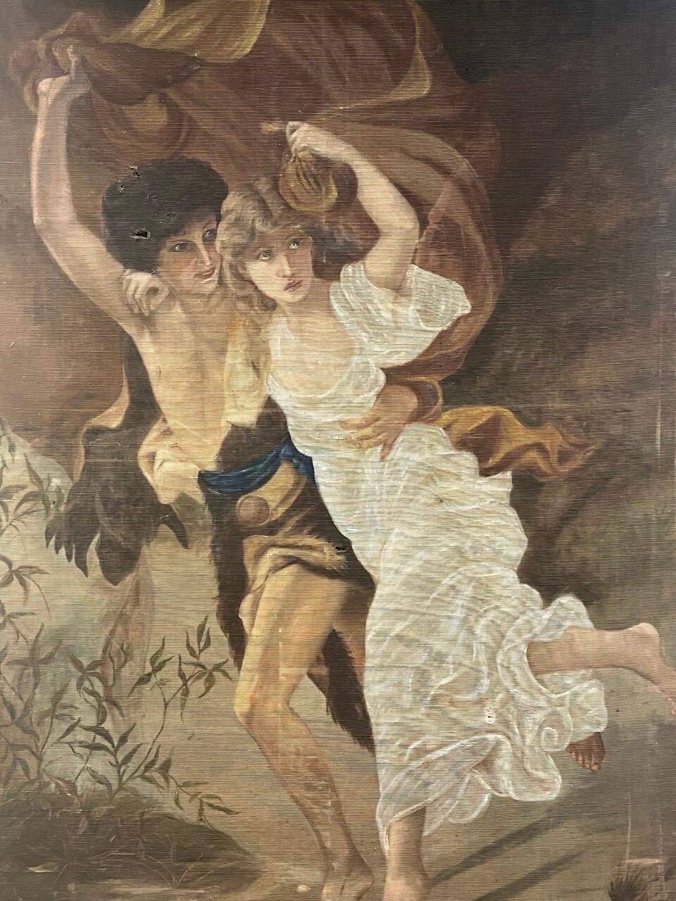 This antique framed Oil Painting, a faithful rendition of Pierre-Auguste Cot's 1880 masterpiece 