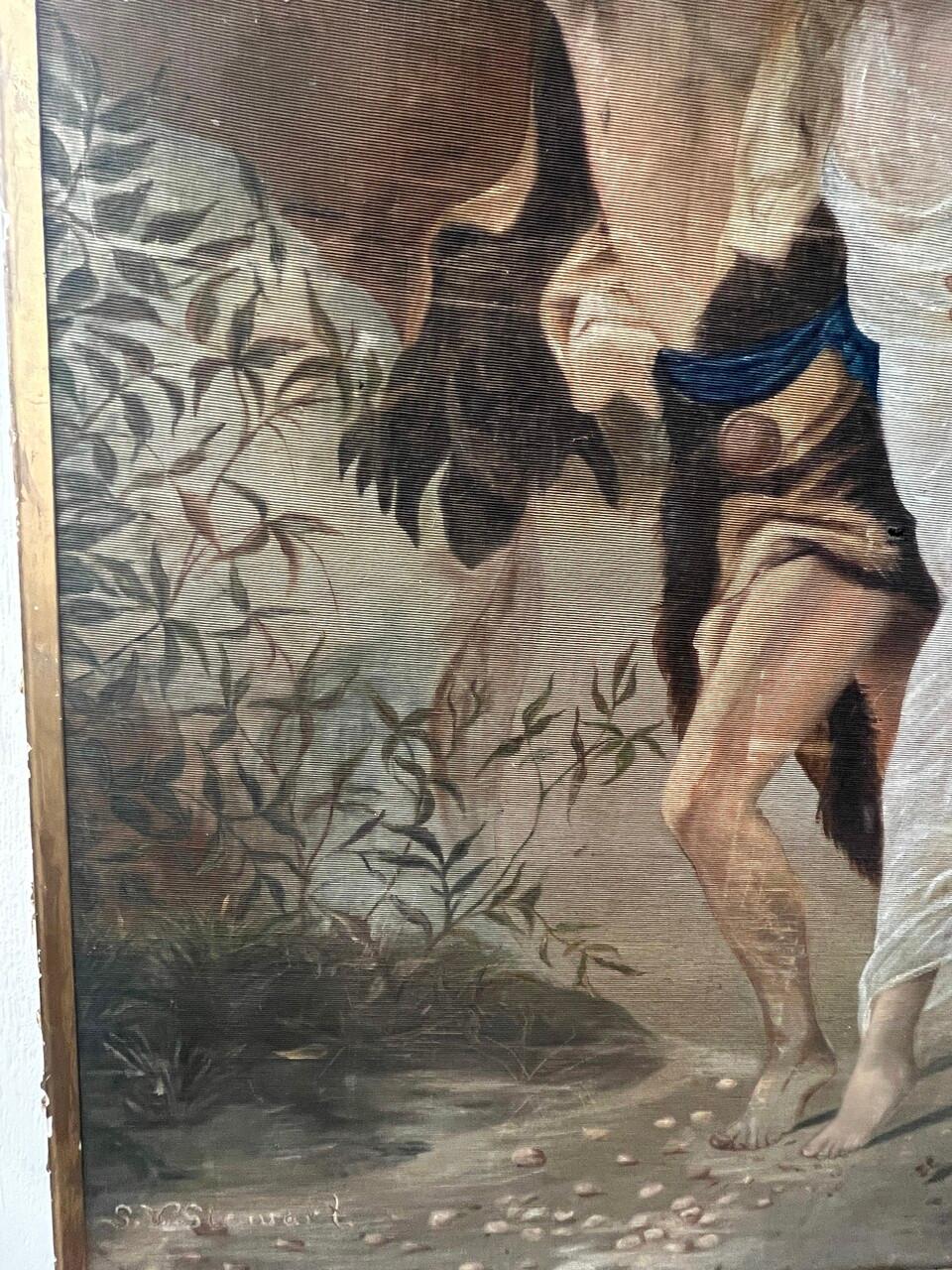 French Antique Framed Oil Painting 