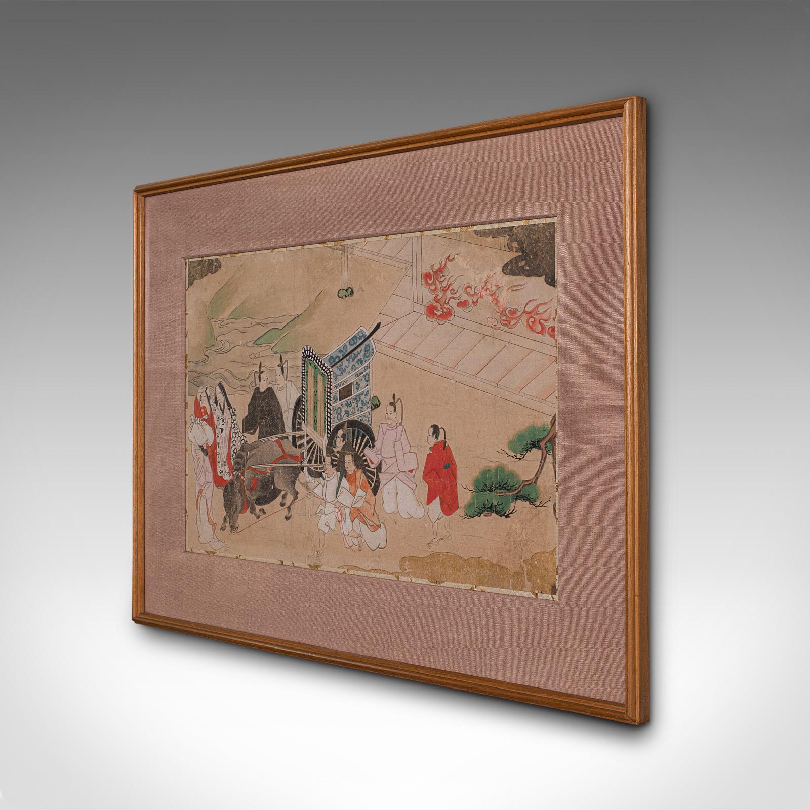 Antique Framed Woodblock Print, Japanese, After Heian, Art, Victorian, C.1900 In Good Condition For Sale In Hele, Devon, GB