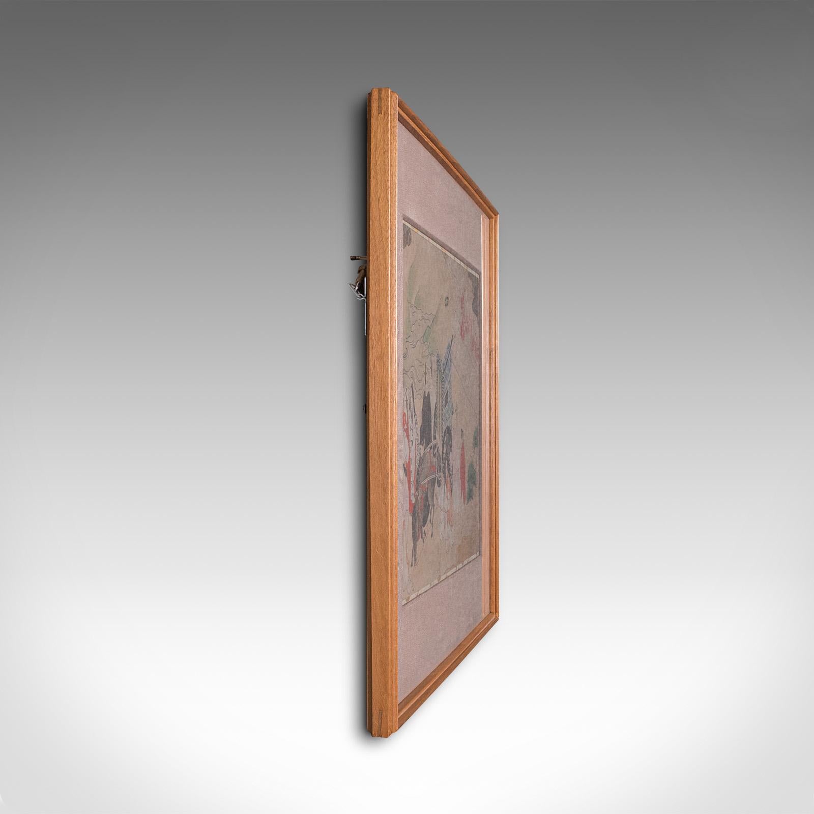 Grabado xilográfico antiguo enmarcado, Japonés, Después de Heian, Arte, Victoriano, C.1900 siglo XIX en venta
